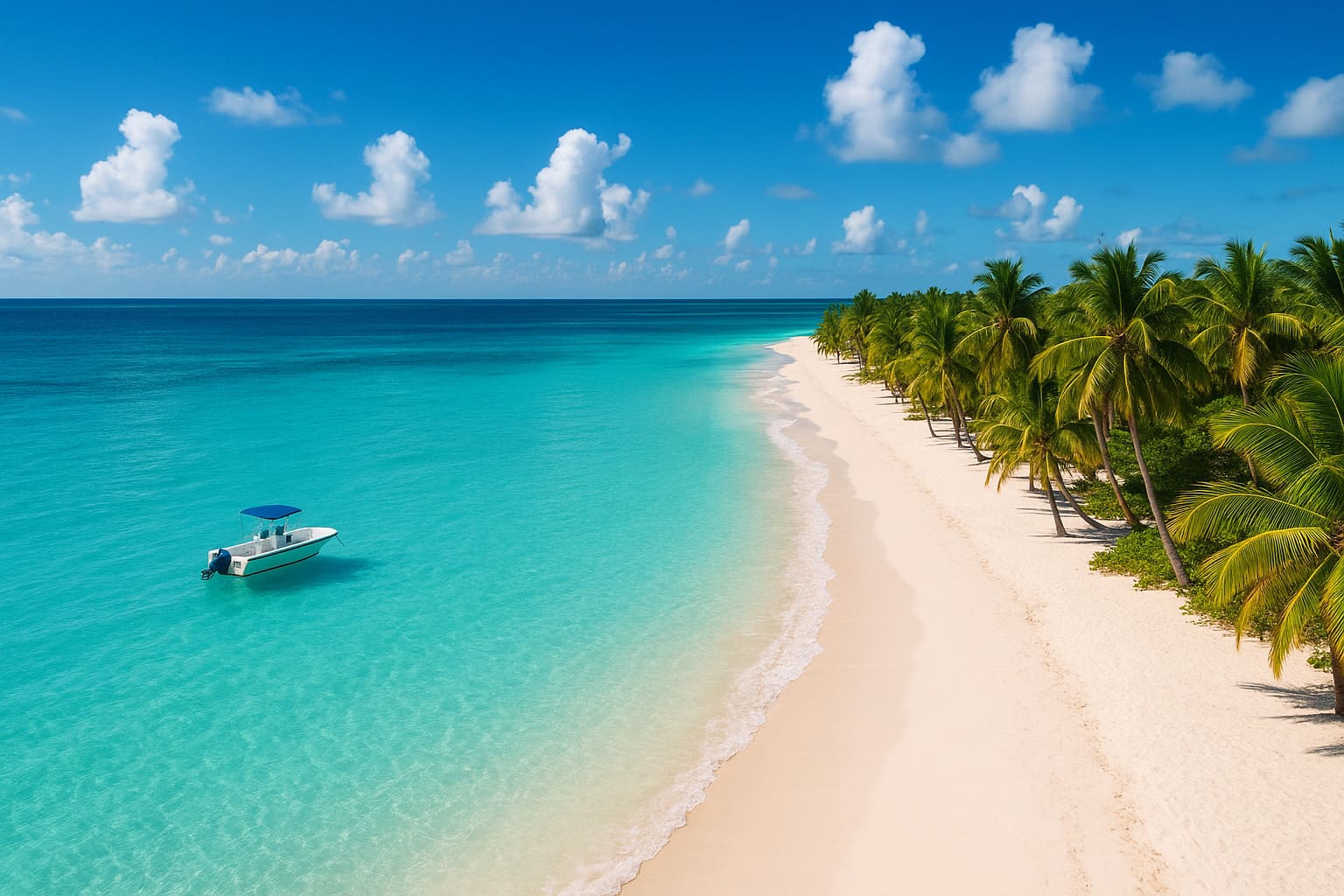 Aerial view of Bimini's crystal clear waters and white sand beaches