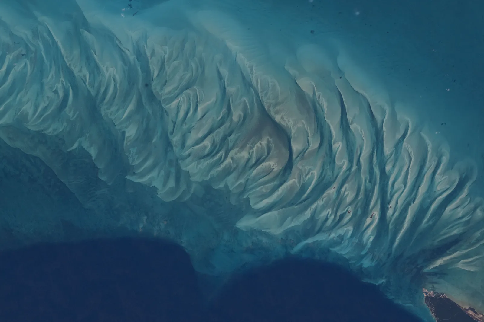 Turquoise waters off the coast of Eleuthera from space