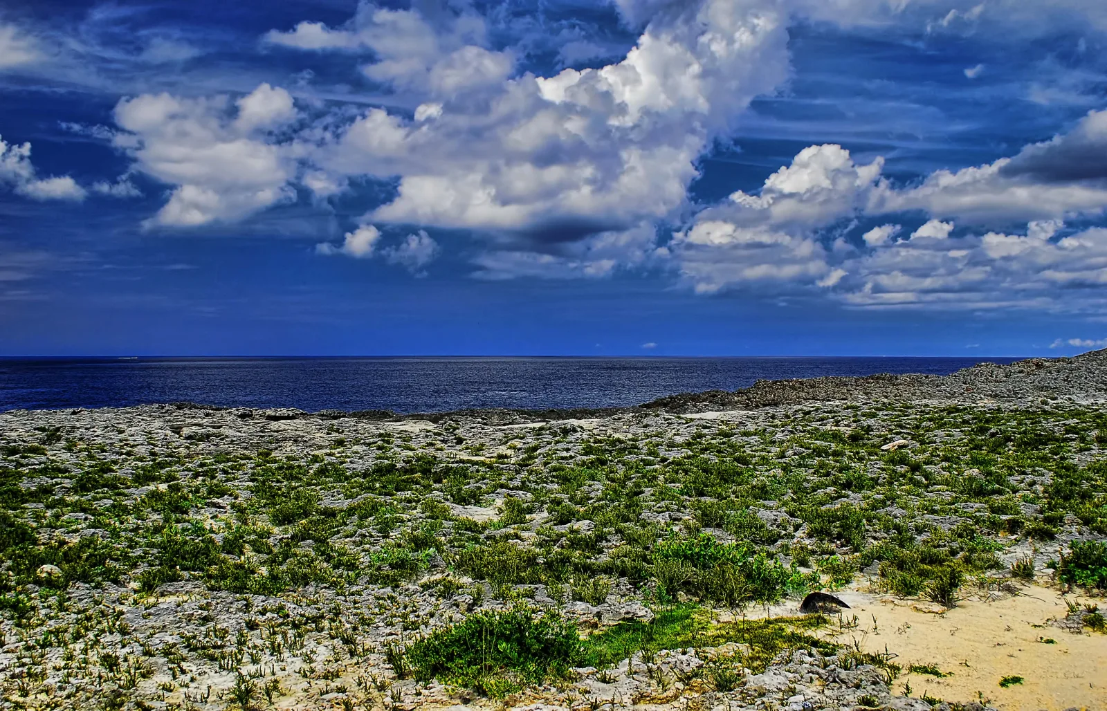 Cliffs and ocean near the Glass Window Bridge on North Eleuthera