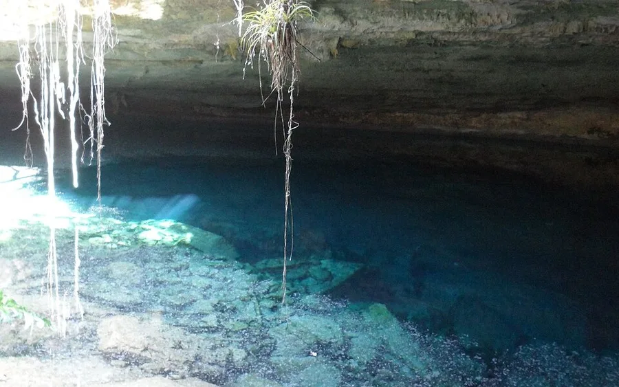 Ben's Cave inland blue hole in Lucayan National Park, Grand Bahama