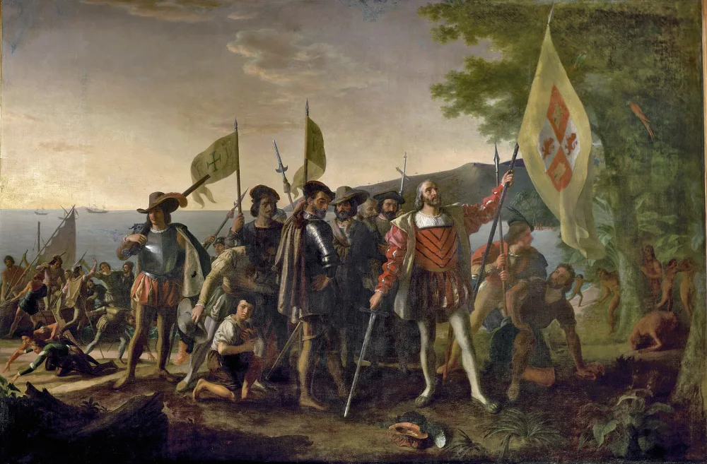 John Vanderlyn's 1847 painting 'Landing of Columbus' depicting Columbus claiming Guanahaní in 1492
