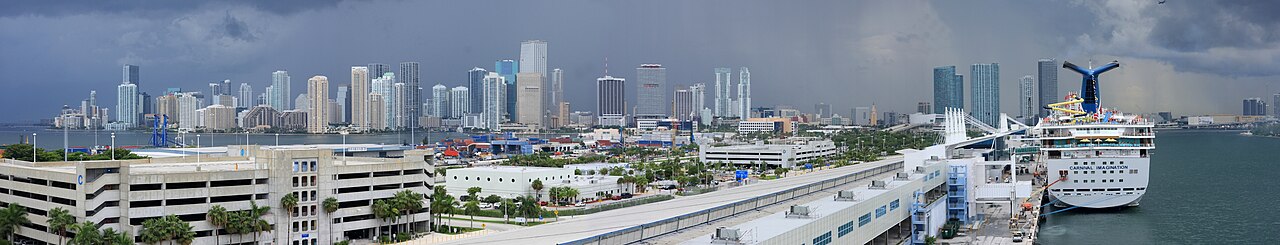 Miami downtown skyline seen from PortMiami
