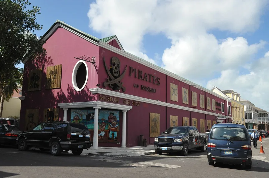 Pirates of Nassau Museum entrance on King Street, downtown Nassau